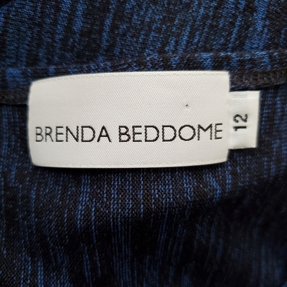 Brenda Beddome Blue Front Faux Wrap Dress Size 12 - Picture 6 of 8